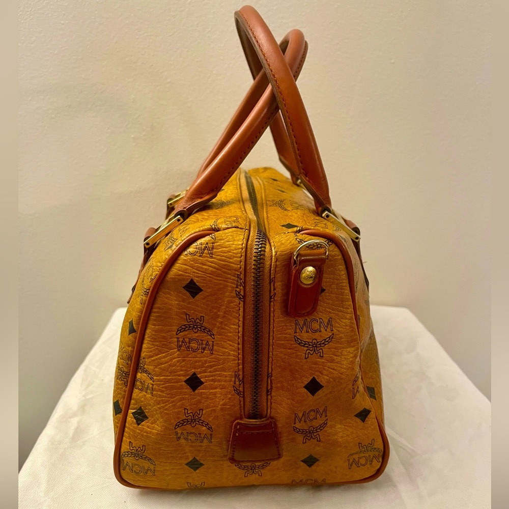 MCM Germany Cognac Visetos Boston Bag - Picture 3 of 13